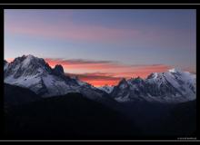 Lever de soleil sur le Mont-Blanc et le massif du Trient